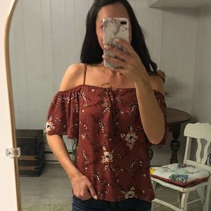 Cold Shoulder Floral Lily White Top